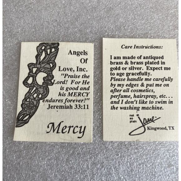 Jane Vtg AOL Angel of Love Pin Brooch Pearl Head Silver Over Brass Signed 1994 - Picture 7 of 10